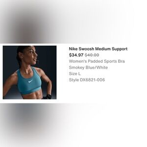 Nike Swoosh Medium Support Bra in Blue and White